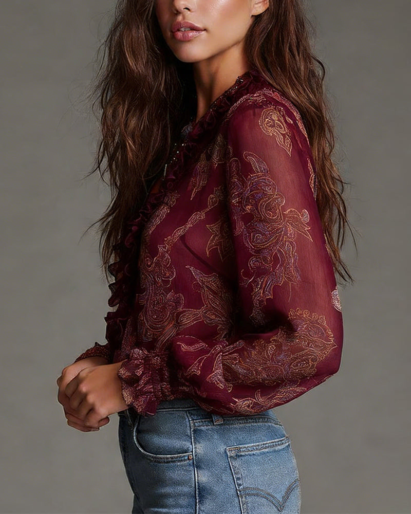 Norina - Blusa con scollo a V dalla mano morbida