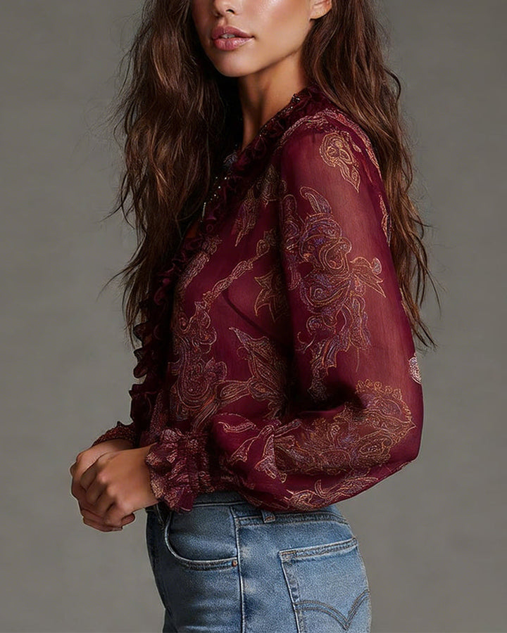 Norina - Blusa con scollo a V dalla mano morbida
