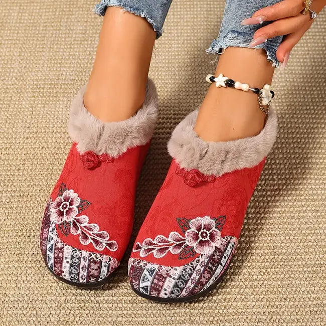 Isola - Scarpe slip-on foderate in pile a fiori