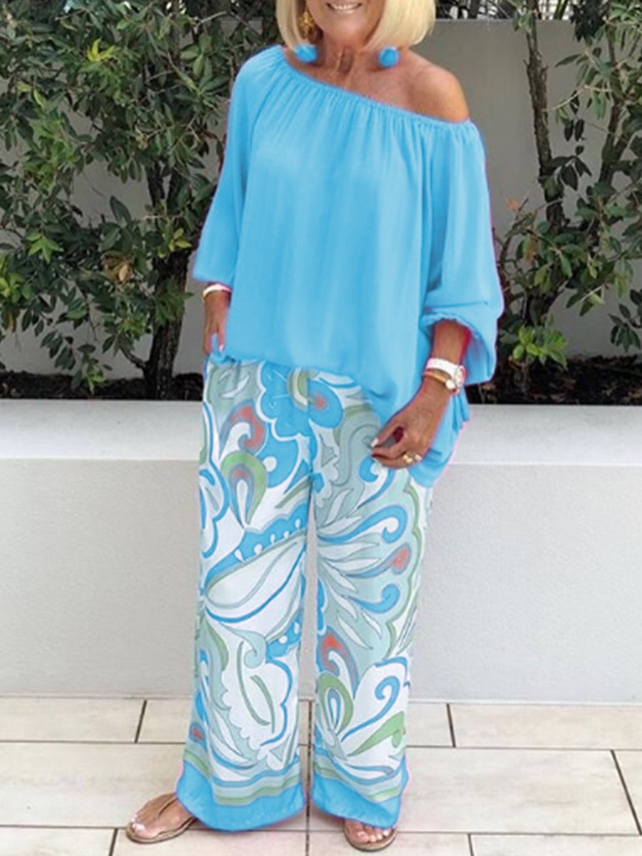 Brinette - Coordinato blusa e pantaloni a gamba larga