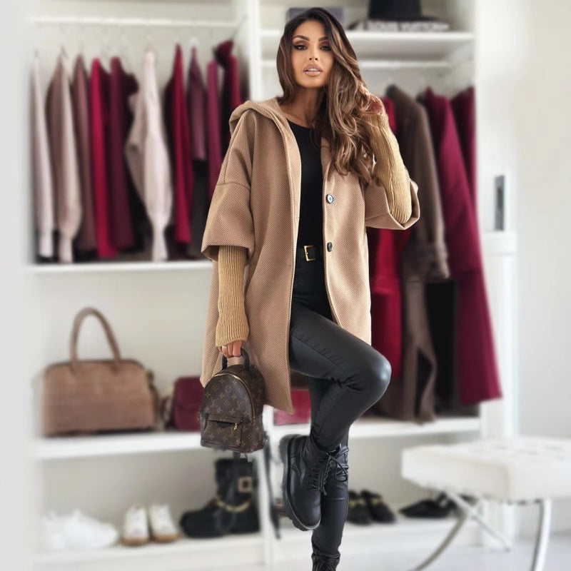 Esteliane - Cardigan con cappuccio a maniche ampie