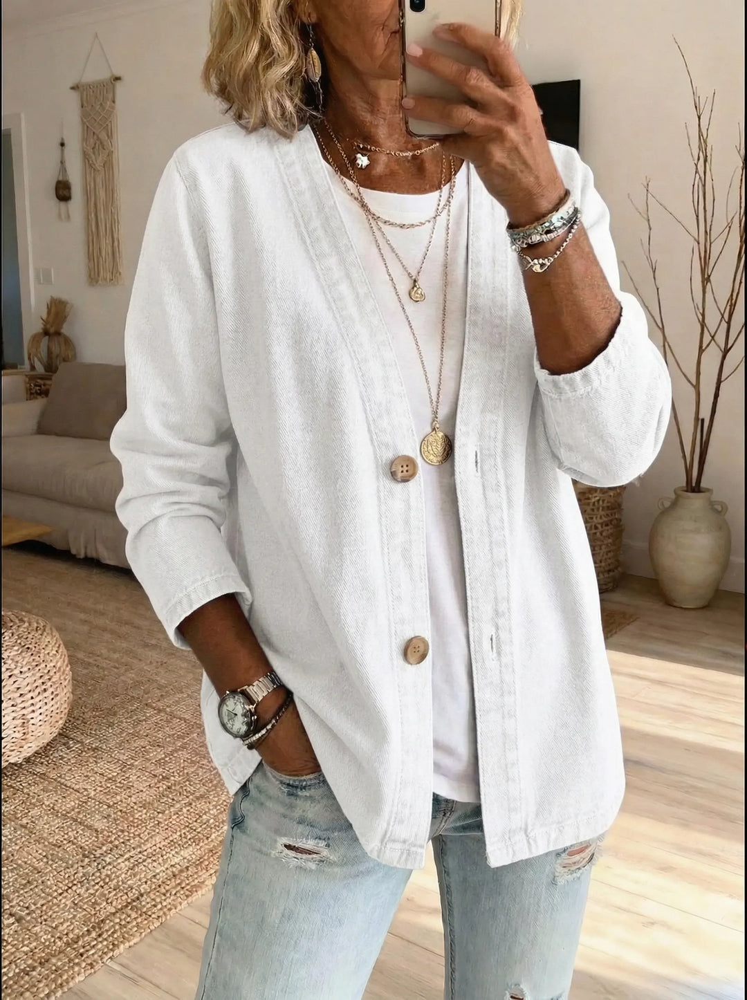 Dariah - Cappotto in denim a bottoni