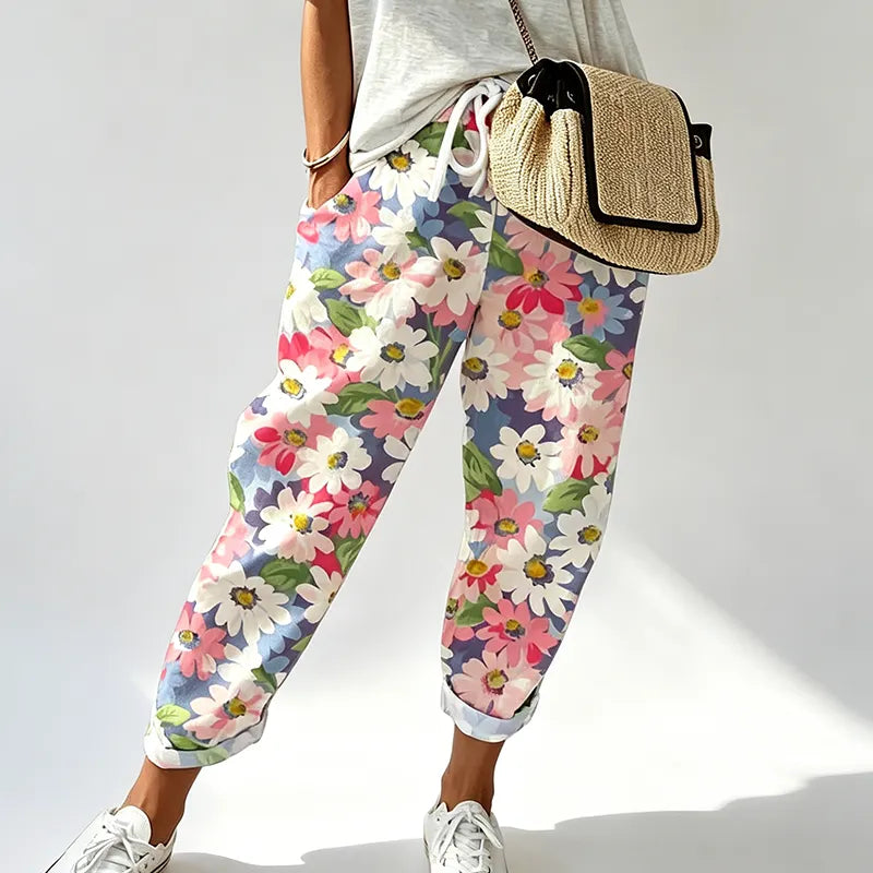 Solene - Pantaloni jogger a stampa floreale