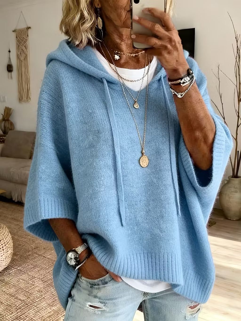 Zoralisse - Maglione con cappuccio oversize avvolgente