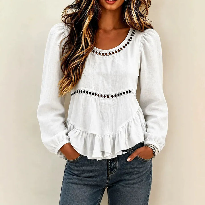 Genevelle - Blusa soft touch con volant