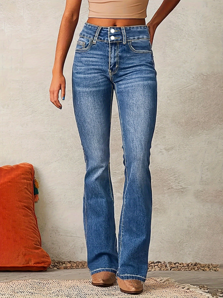 Evarra - Jeans svasati a vita alta con morbido stretch