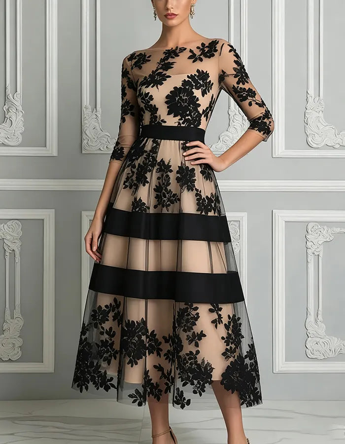 Alouessa - Abito midi a trapezio elegante