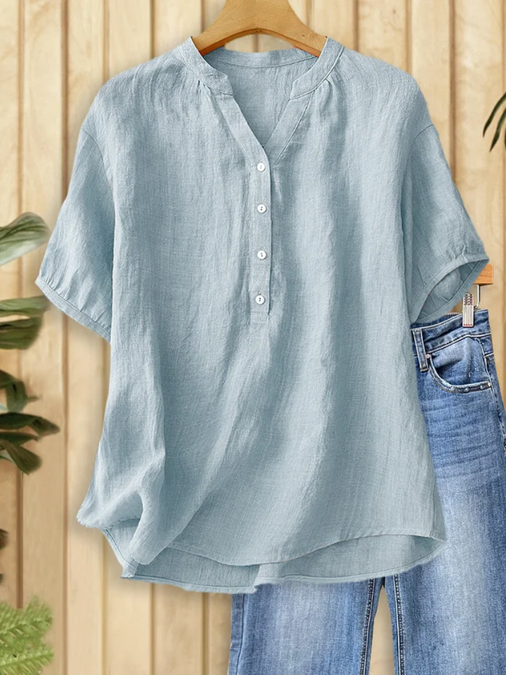 Helora - Blusa con scollo a V effetto soft touch