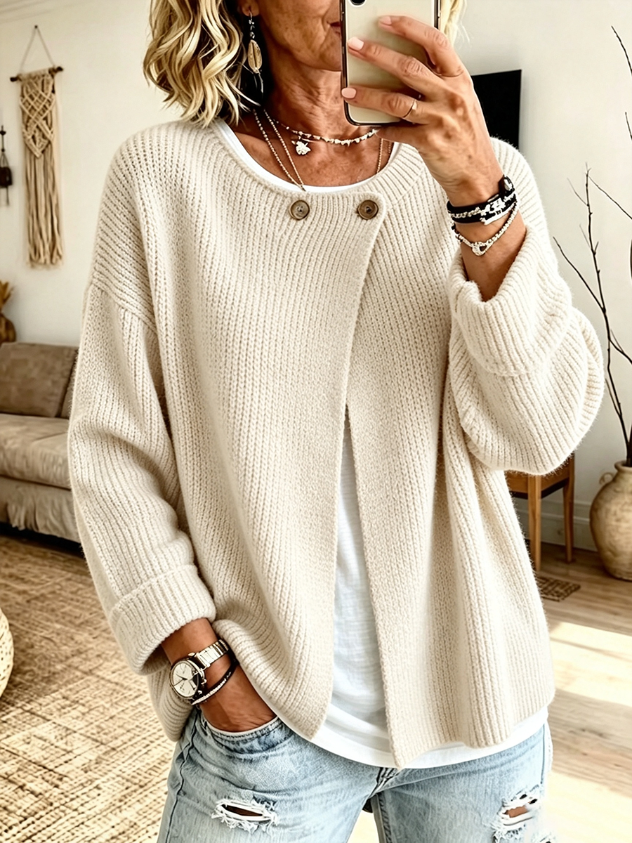 Anisa - Cardigan in maglia con dettagli a bottoni e vestibilità rilassata