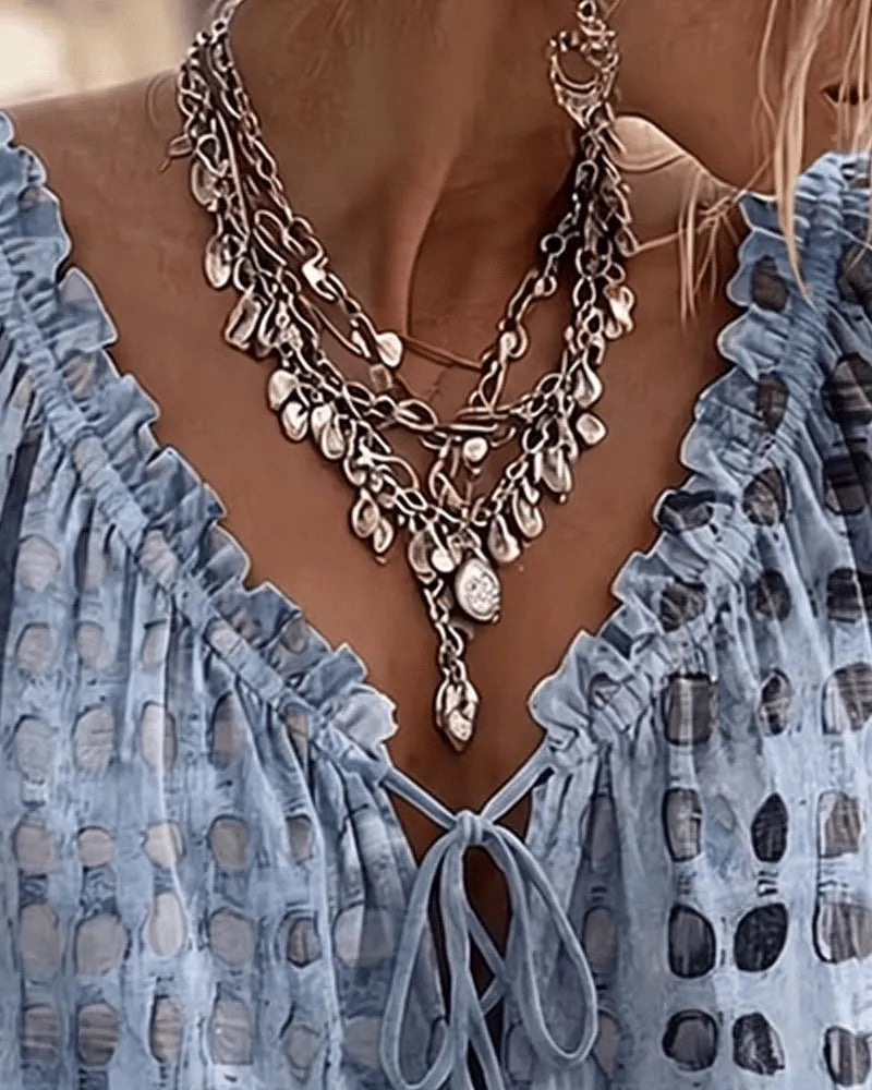 Bevelyn - Blusa a pois con lacci dal tocco morbido
