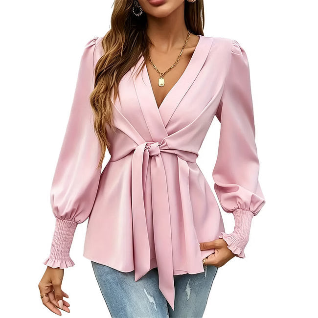 Apolline - Blusa a portafoglio in raso elegante