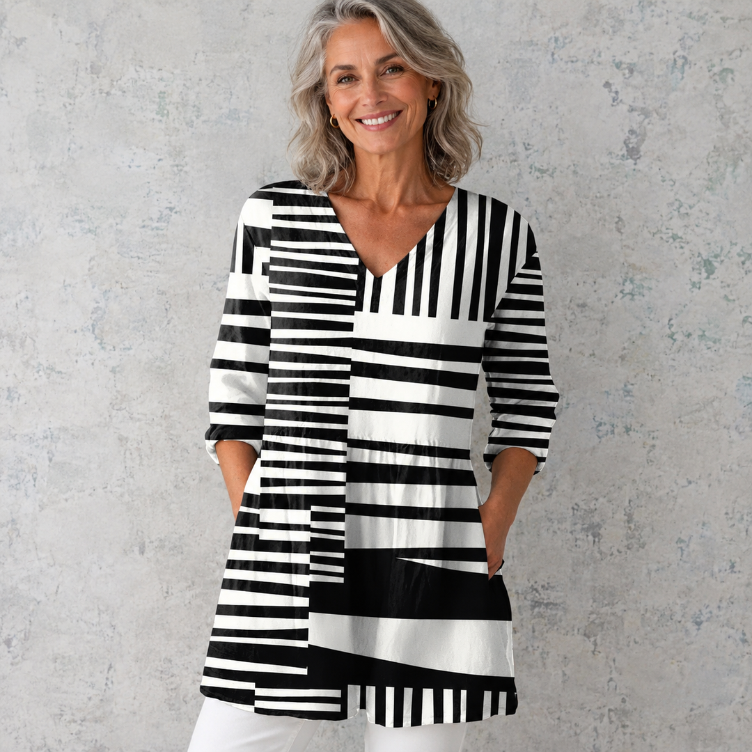 Savannah - Blusa lunga drappeggiata con scollo a V