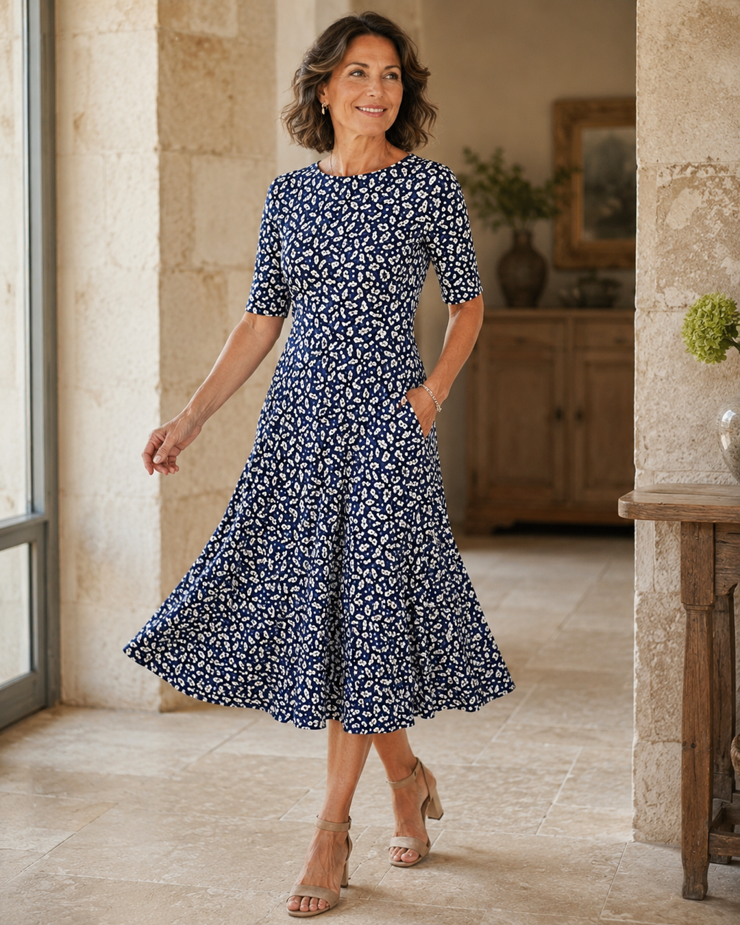 Hestia - Abito midi floreale soft touch