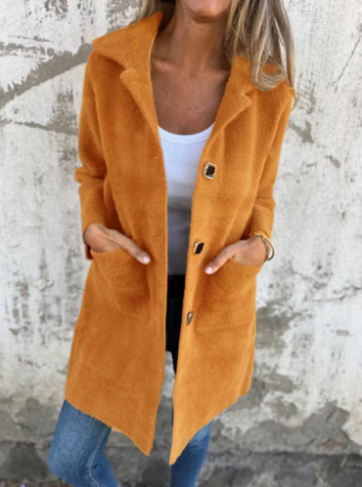 Fia - Cappotto lungo con bottone frontale effetto Soft Touch