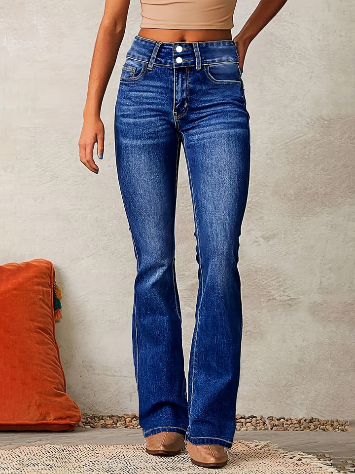 Evarra - Jeans svasati a vita alta con morbido stretch