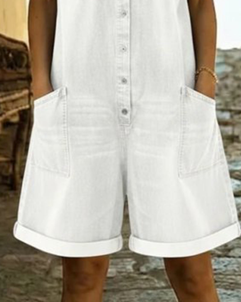 Ysmeria - Pagliaccetto in denim con abbottonatura frontale