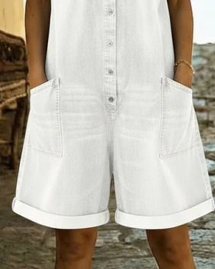 Ysmeria - Pagliaccetto in denim con abbottonatura frontale