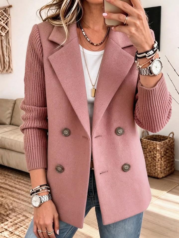 Adalene - Blazer doppiopetto con maniche in maglia
