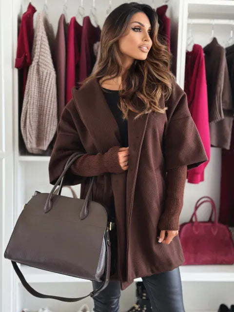 Esteliane - Cardigan con cappuccio a maniche ampie