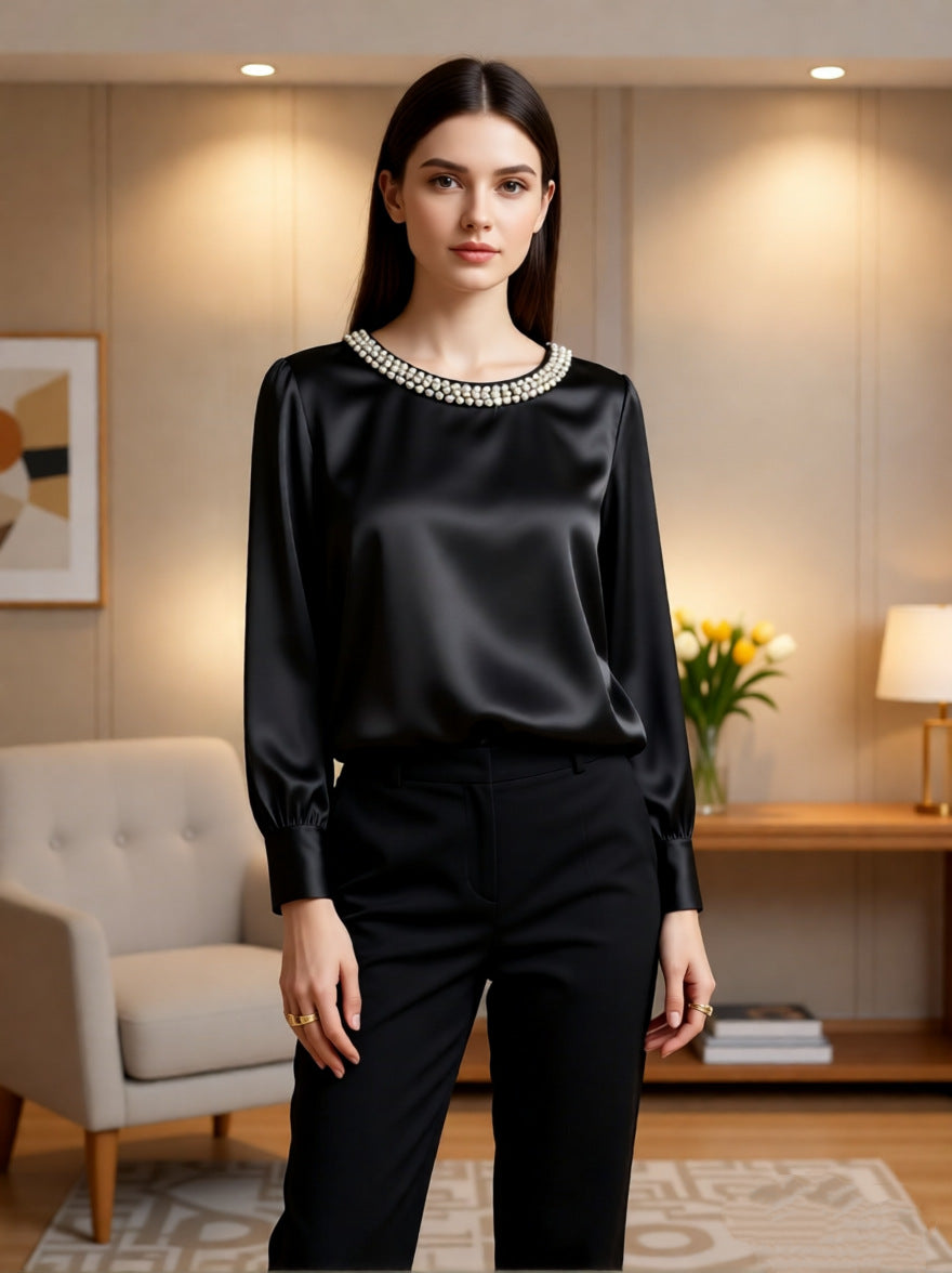 Avara - Blusa elegante in perle