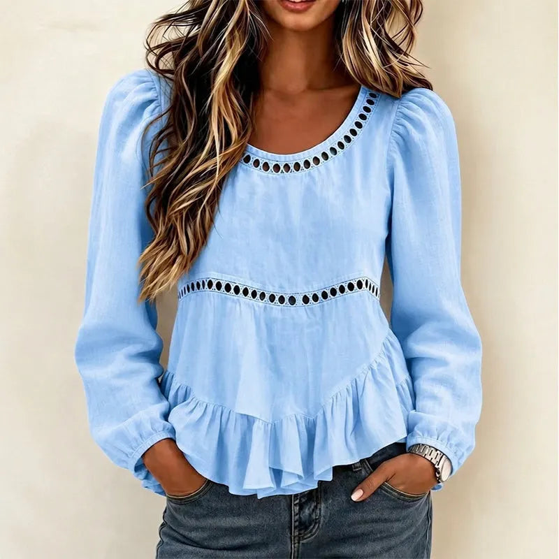 Genevelle - Blusa soft touch con volant