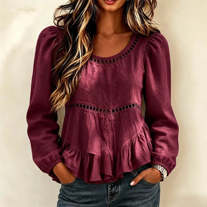 Genevelle - Blusa soft touch con volant