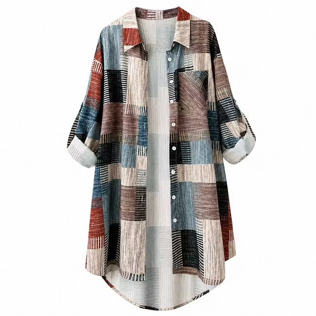 Nia - Sovracamicia lunga con stampa patchwork