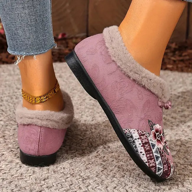 Isola - Scarpe slip-on foderate in pile a fiori