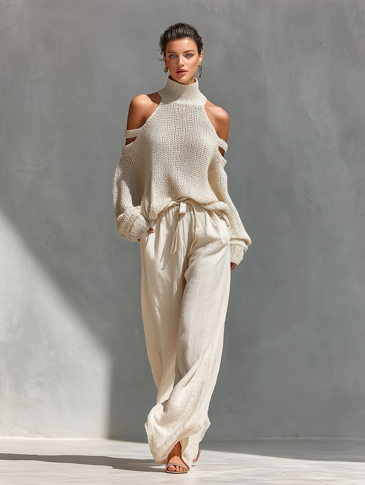 Diorelle - Coordinato in maglia con top e pantaloni a gamba ampia