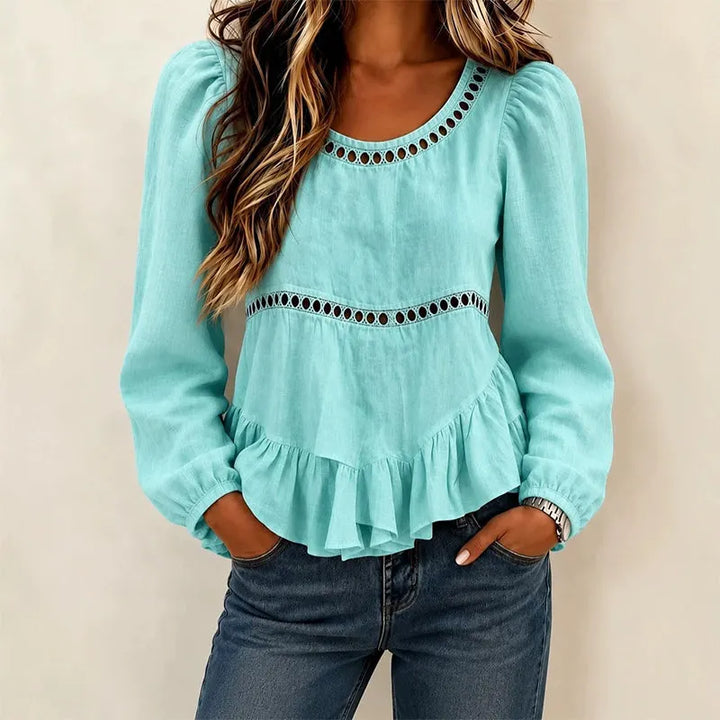 Genevelle - Blusa soft touch con volant