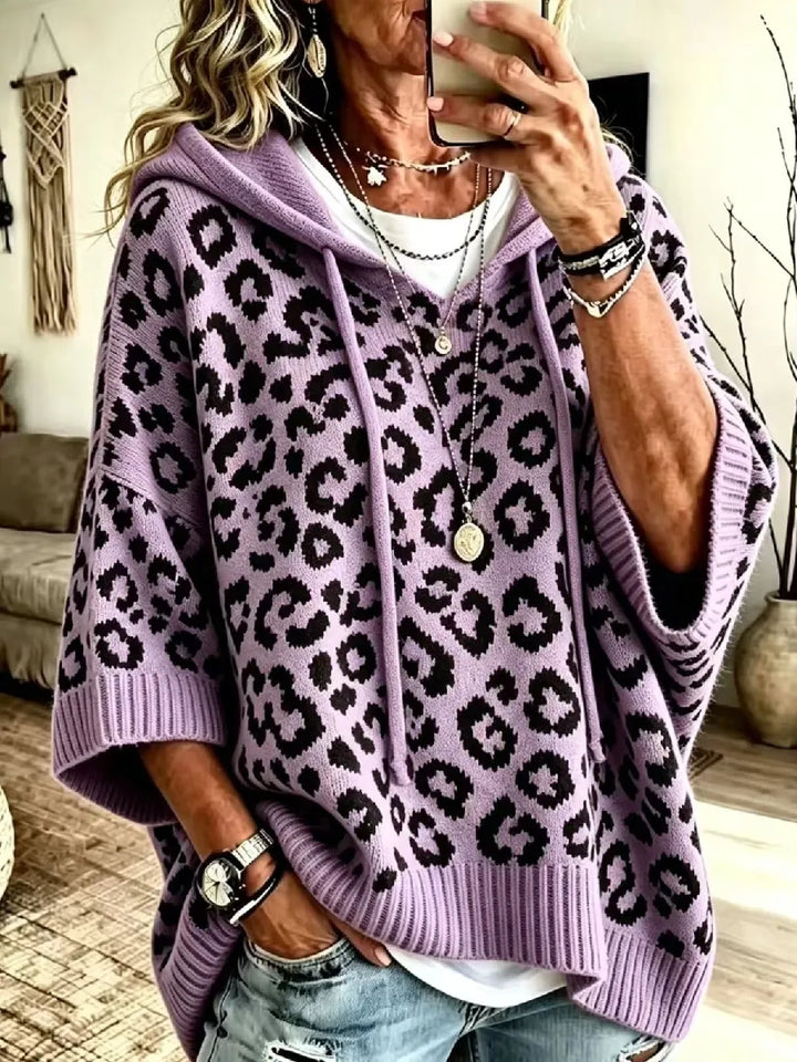 Jocasta - Felpa con cappuccio oversize leopardata