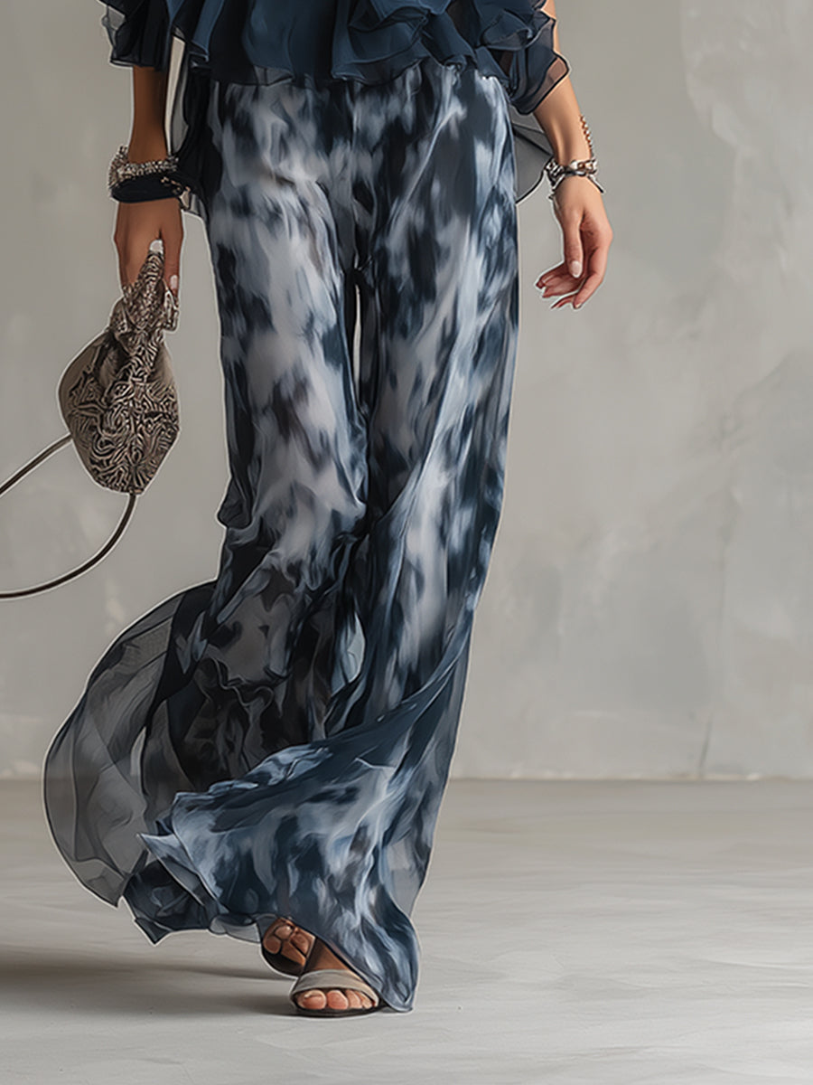 Norelda - Completo elegante con top a collo alto e pantaloni a gamba larga