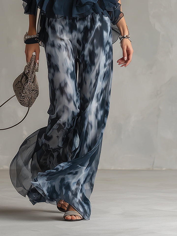 Norelda - Completo elegante con top a collo alto e pantaloni a gamba larga