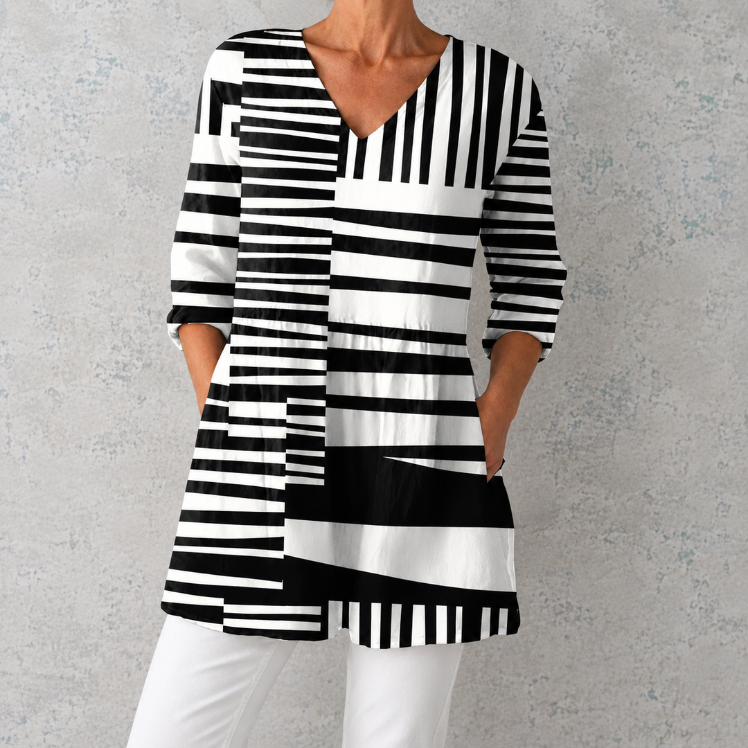 Savannah - Blusa lunga drappeggiata con scollo a V