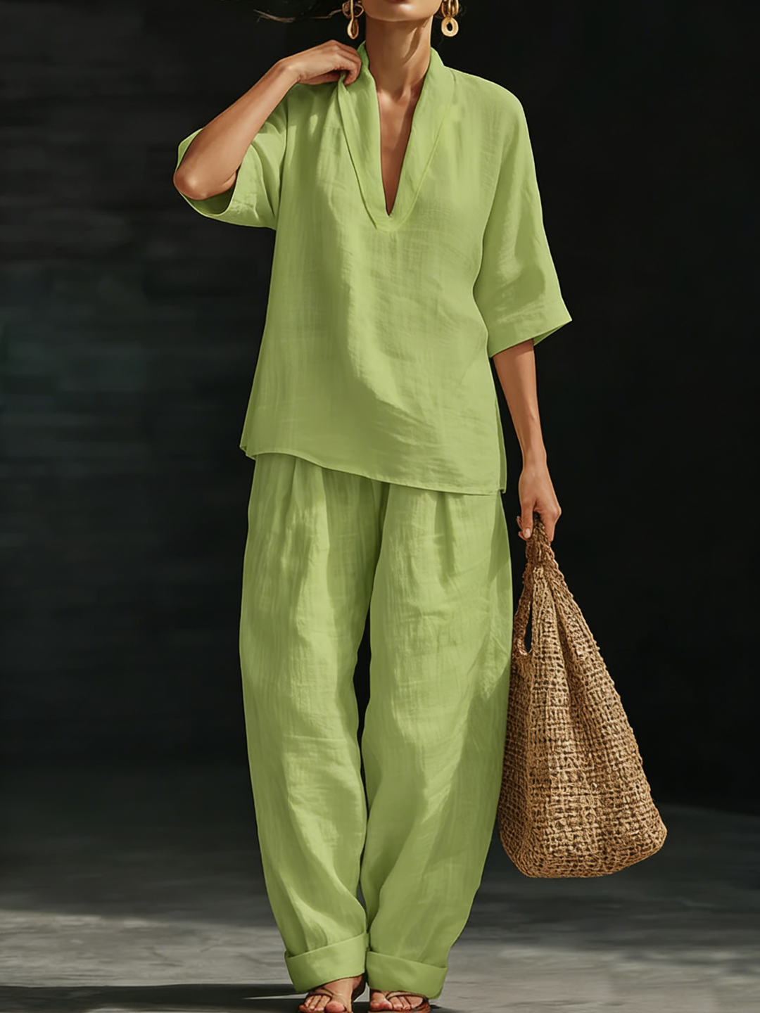 Noressa - Coordinato a due pezzi in lino easy-chic