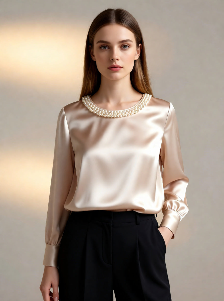 Avara - Blusa elegante in perle