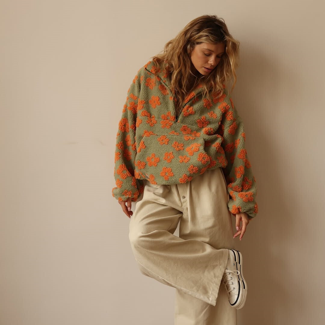 Clemency - Pullover in pile floreale confortevole