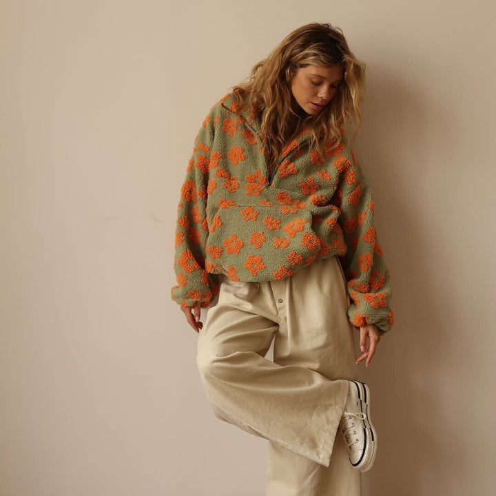 Clemency - Pullover in pile floreale confortevole