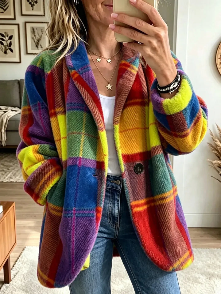 Apollonia - Giacca in pile a quadri oversize