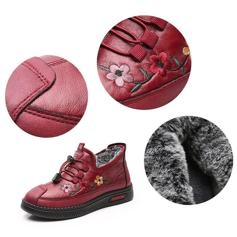 Verisse - Scarpe comfort alla caviglia con ricamo floreale