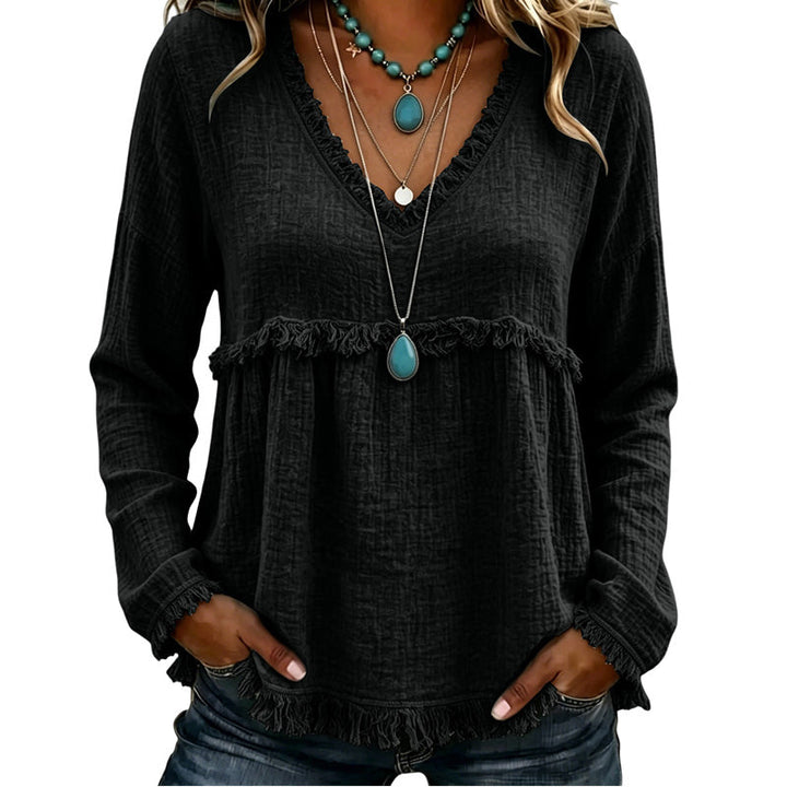Ariselle - Blusa con frange a V