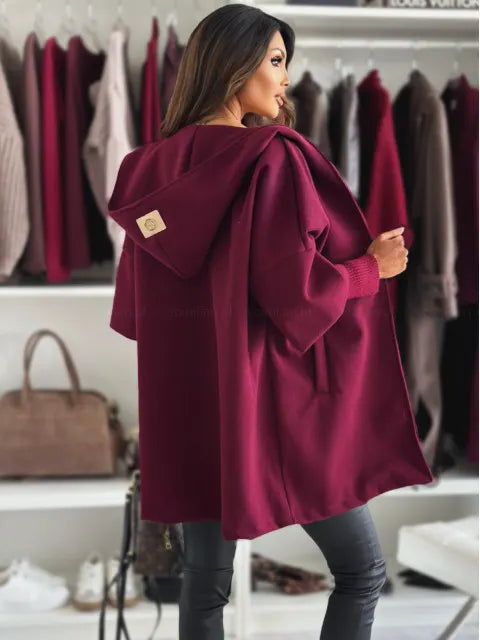 Esteliane - Cardigan con cappuccio a maniche ampie
