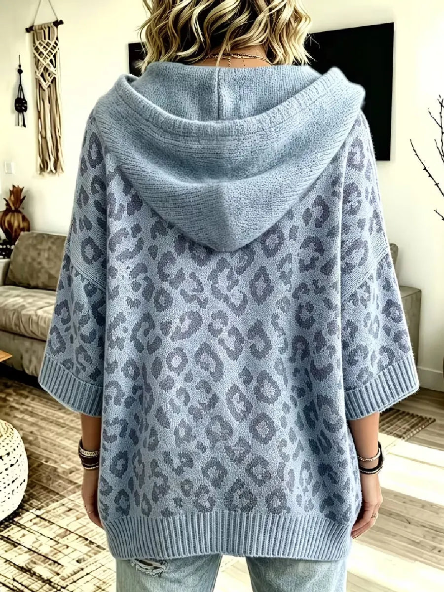 Jocasta - Felpa con cappuccio oversize leopardata