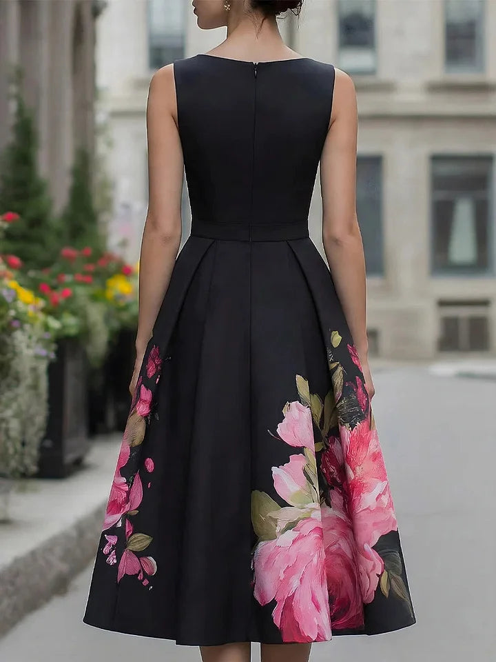 Xavia - Abito midi elegante svasato a fiori