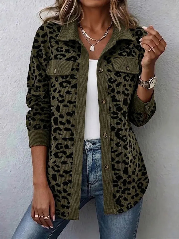 Miressia - Cardigan a bottoni con stampa animalier