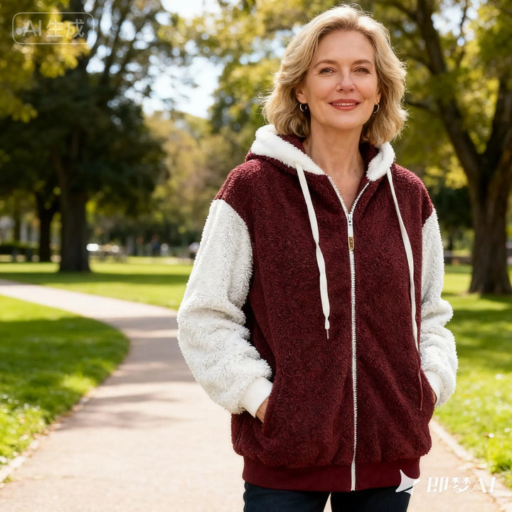 Alvenique - Felpa con cappuccio full-zip, morbida al tatto