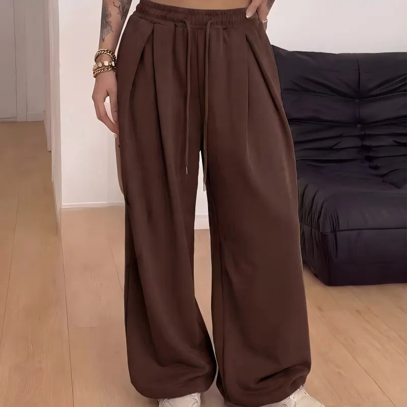 Annis - Pantaloni a gamba larga con coulisse e vestibilità rilassata
