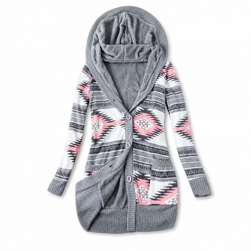 Ines - Cardigan termico con cappuccio