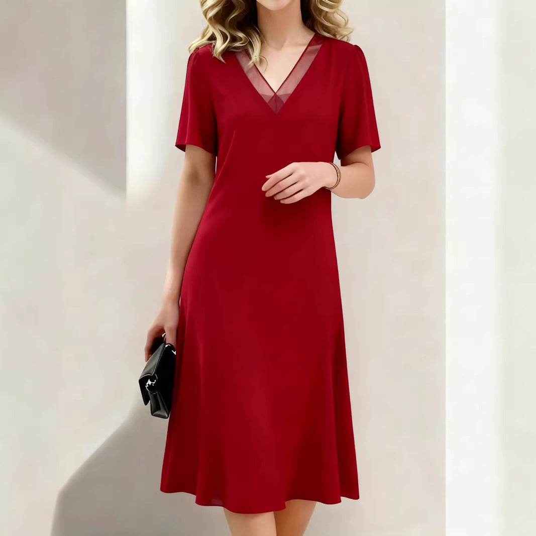 Brina - Abito midi con scollo a V e maniche corte
