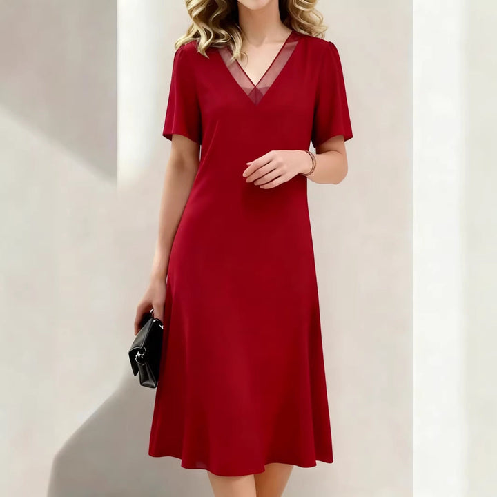 Brina - Abito midi con scollo a V e maniche corte